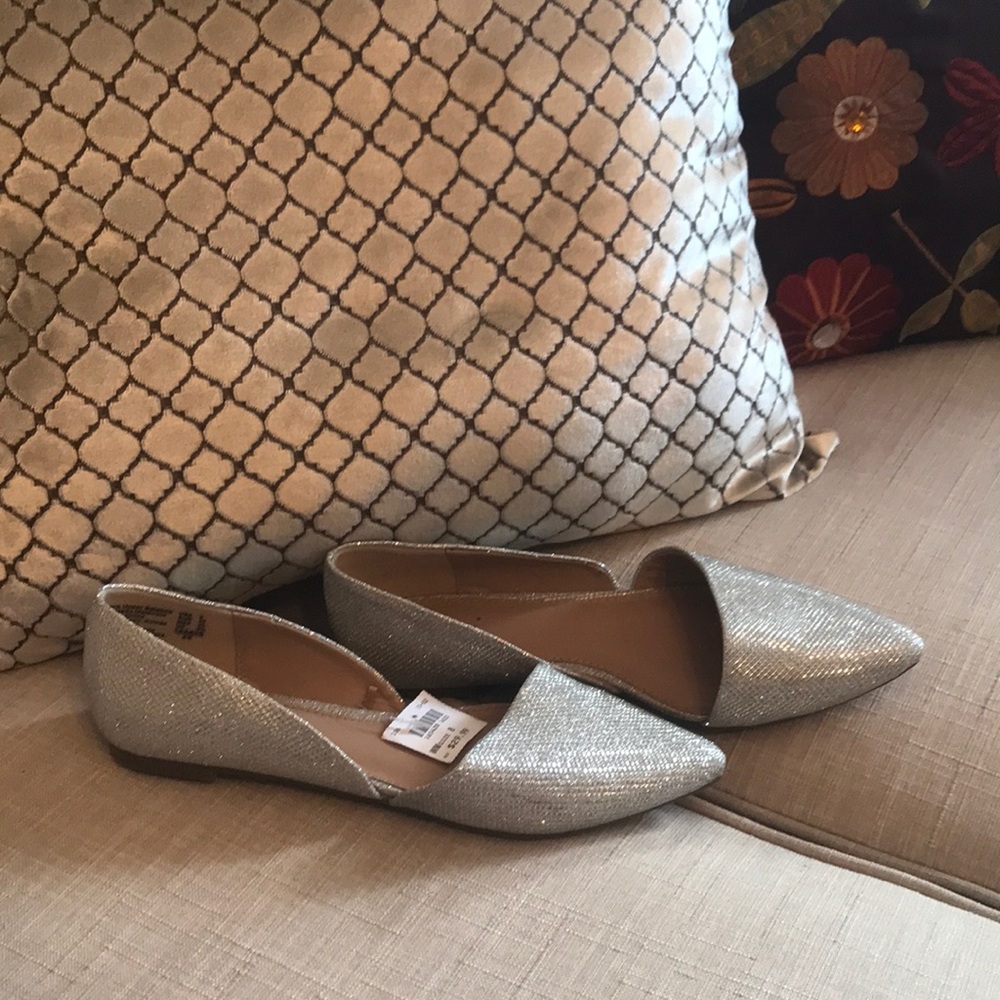 Silver sparkly flats